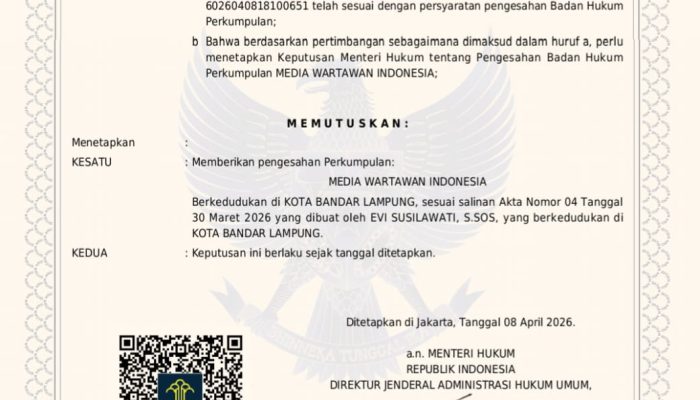 PERKUMPULAN MEDIA WARTAWAN INDONESIA RESMI BERDIRI