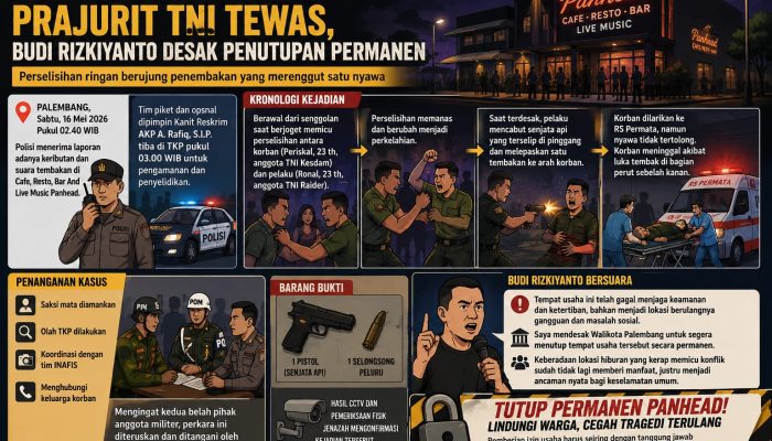 Tembakan Maut di Panhead Palembang Prajurit TNI Tewas, Budi Rizkiyanto Desak Penutupan Permanen