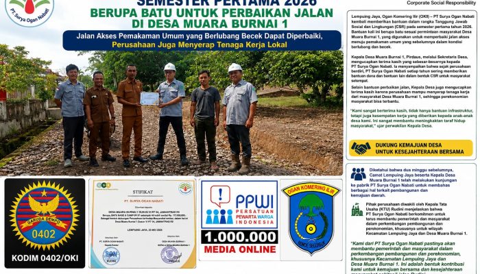 PT Surya Ogan Nabati Berikan Bantuan CSR Semester Pertama 2026, Berupa Batu untuk Perbaikan Jalan di Desa Muara Burnai 1
