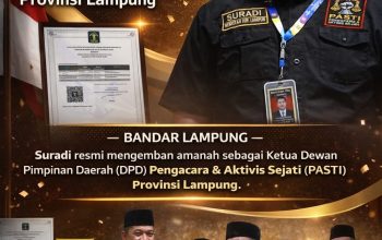 Suradi Resmi Menjabat Ketua DPD Pengacara & Aktivis Sejati (PASTI) Provinsi Lampung