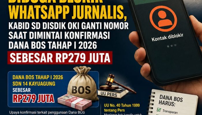 Kepala SDN 14 Kayuagung Diduga Blokir WhatsApp Jurnalis, Kabid SD Disdik OKI Ganti Nomor Saat Dimintai Konfirmasi Dana BOS Tahap I 2026 Sebesar Rp279 Juta
