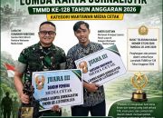 Kodim 0402/OKI-OI Raih Juara III Nasional Lomba Karya Jurnalistik TMMD ke-128 Kategori Media Cetak