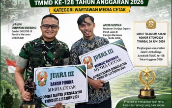 Kodim 0402/OKI-OI Raih Juara III Nasional Lomba Karya Jurnalistik TMMD ke-128 Kategori Media Cetak