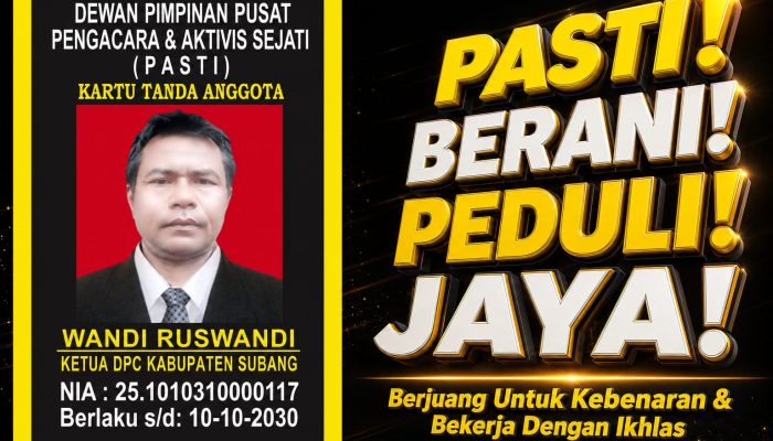 *Luar Biasa! Wandi Ruswandi, Ketua DPC PASTI Kabupaten Subang, Aktivis Media, Jurnalis Handal, dan Pimpinan Partai Politik yang Konsisten Mengabdi untuk Masyarakat*