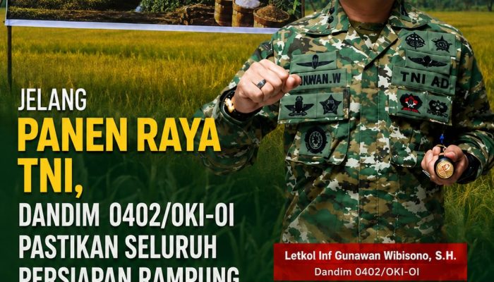 Jelang Panen Raya TNI, Dandim 0402/OKI-OI Pastikan Seluruh Persiapan Rampung