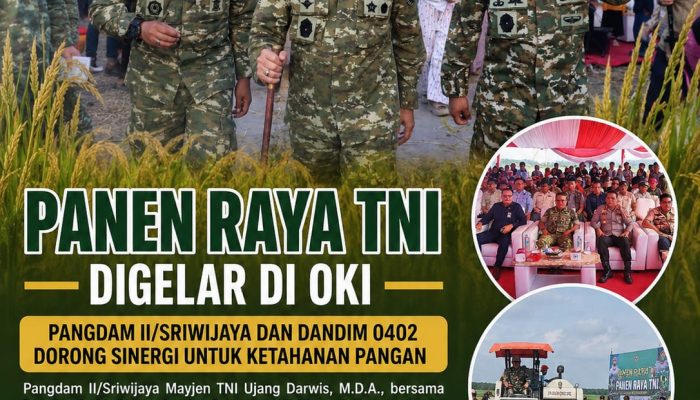 Panen Raya TNI Digelar di OKI: Pangdam II/Sriwijaya dan Dandim 0402 Dorong Sinergi untuk Ketahanan Pangan
