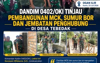 Dandim 0402/OKI Tinjau Pembangunan MCK, Sumur Bor dan Jembatan Penghubung di Desa Tebedak