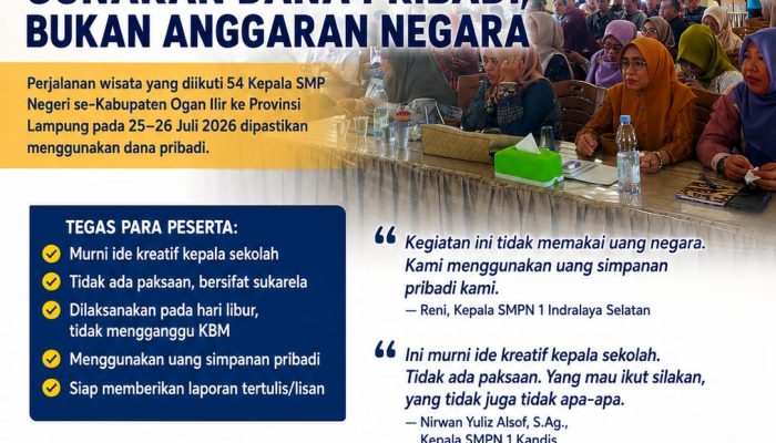 Kepala SMP Negeri se-Ogan Ilir Tegaskan Wisata ke Lampung Gunakan Dana Pribadi, Bukan Anggaran Negara