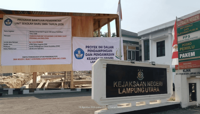 ​Curi Start Pasang Logo Kejari di Papan Proyek Rp6,4 Miliar, Pembangunan SMAN 2 Bukit Kemuning Disorot