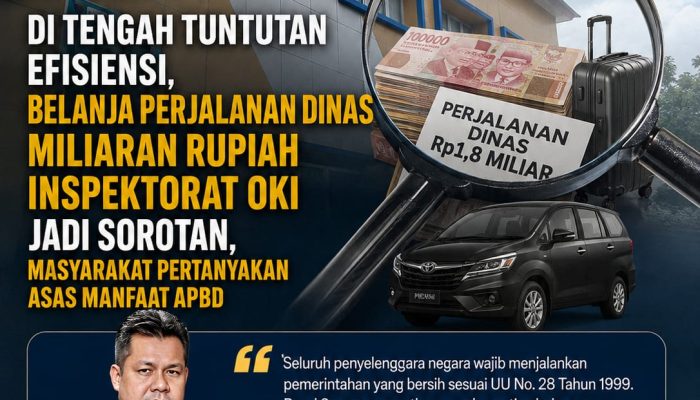 Di Tengah Tuntutan Efisiensi, Belanja Perjalanan Dinas Miliaran Rupiah Inspektorat OKI Jadi Sorotan, Masyarakat Pertanyakan Asas Manfaat APBD