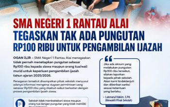 SMA Negeri 1 Rantau Alai Tegaskan Tak Ada Pungutan Rp100 Ribu untuk Pengambilan Ijaza