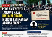 PPDB SMA Negeri 1 Tanjung Raja Diklaim Gratis, Muncul Keterangan Adanya Biaya?