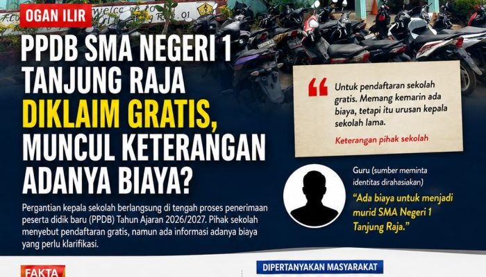 PPDB SMA Negeri 1 Tanjung Raja Diklaim Gratis, Muncul Keterangan Adanya Biaya?