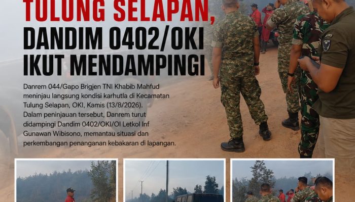 Danrem 044/Gapo Tinjau Karhutla Tulung Selapan, Dandim 0402/OKI Ikut Mendampingi