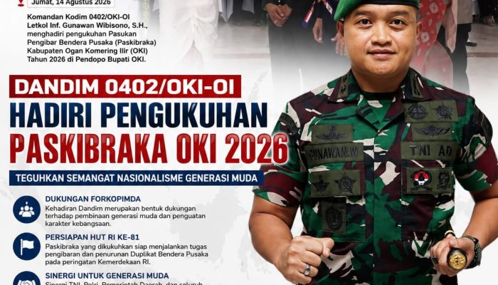 Dandim 0402/OKI-OI Hadiri Pengukuhan Paskibraka OKI 2026, Teguhkan Semangat Nasionalisme Generasi Muda